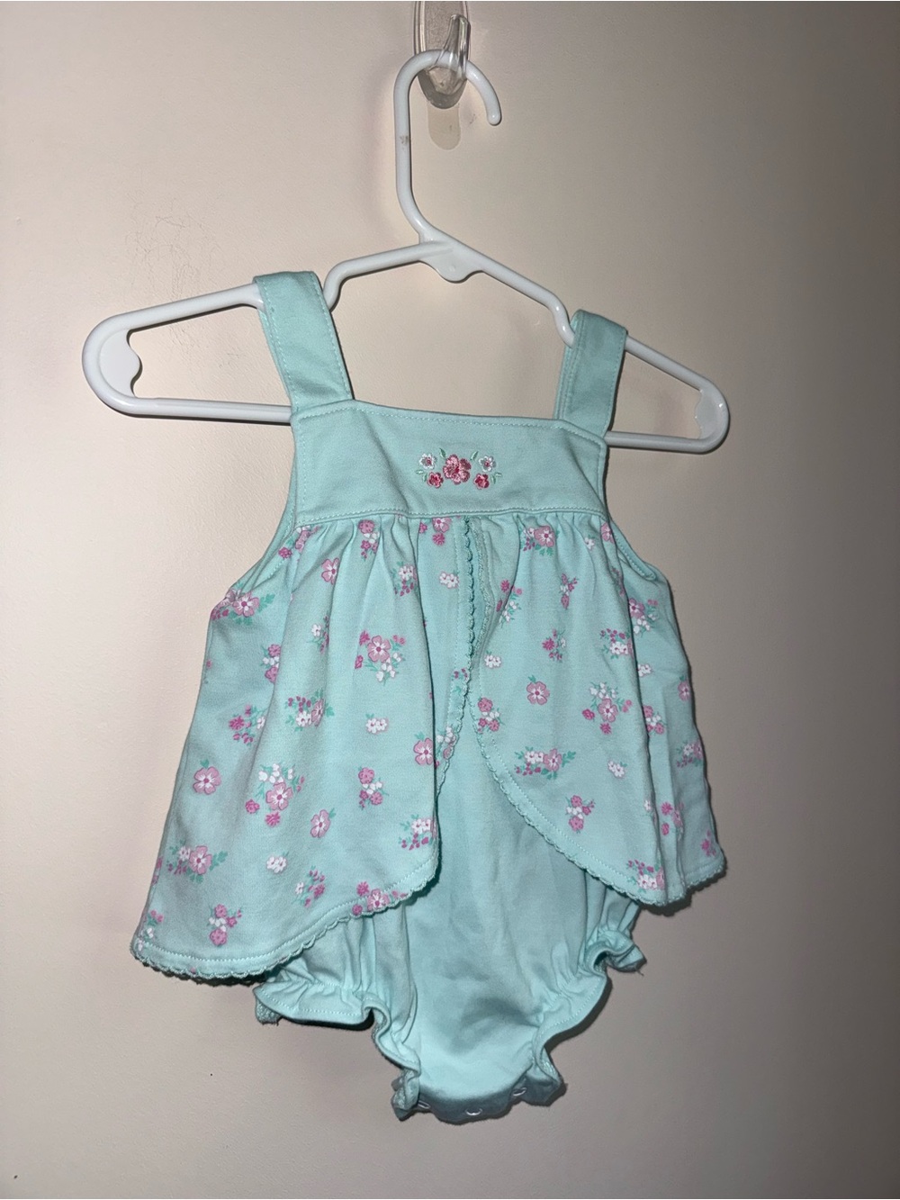 Kissy Kissy Mint Floral Sleeveless Baby Romper - Picture 2 of 5